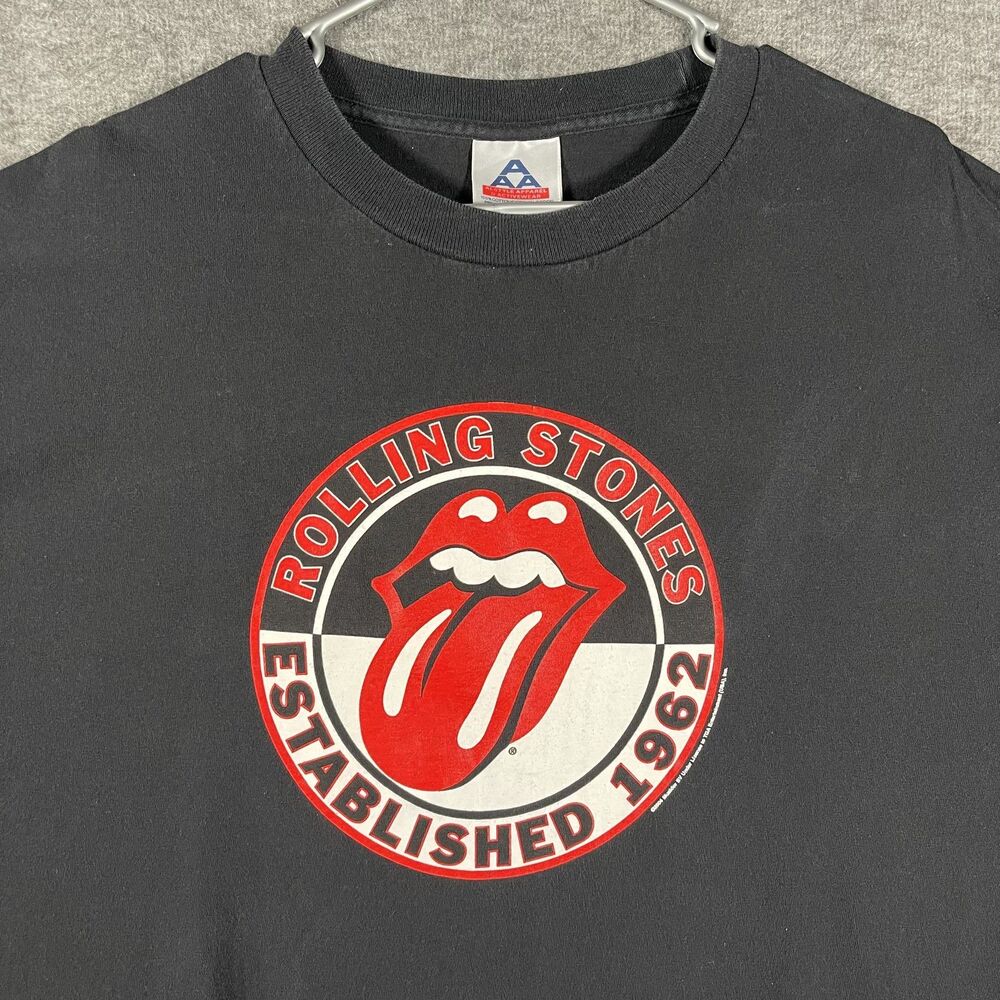 Vintage Rolling Stones Shirt Mens Large Black Established 1962 Tongue Logo 2004